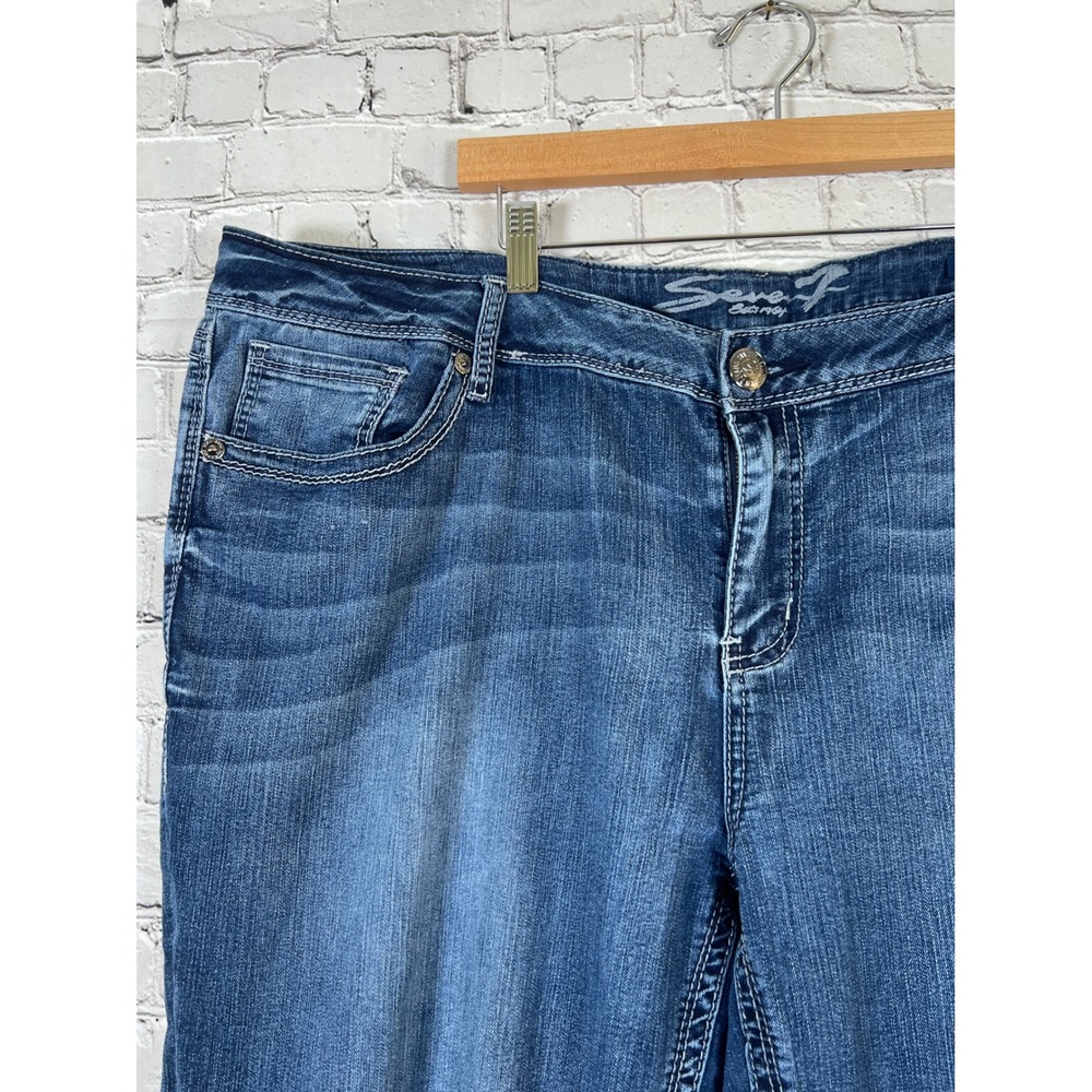 Seven7 Luxe Womens Plus Size 24 Bootcut Jeans Medium Wash Embellished Pockets - Picture 2 of 8